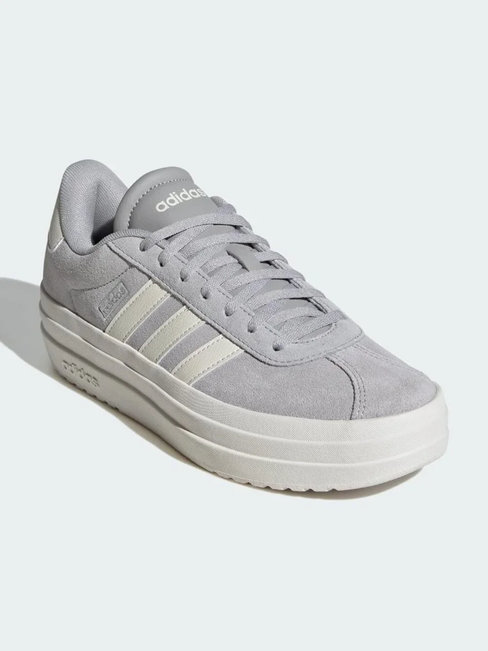 Women's Grey White Imported Vl Court Bold Lace-Up Rubber Soft Fit Sneaker Shoes - Picture 6 of 6